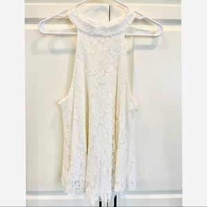 Women’s unique medium lace white tank top